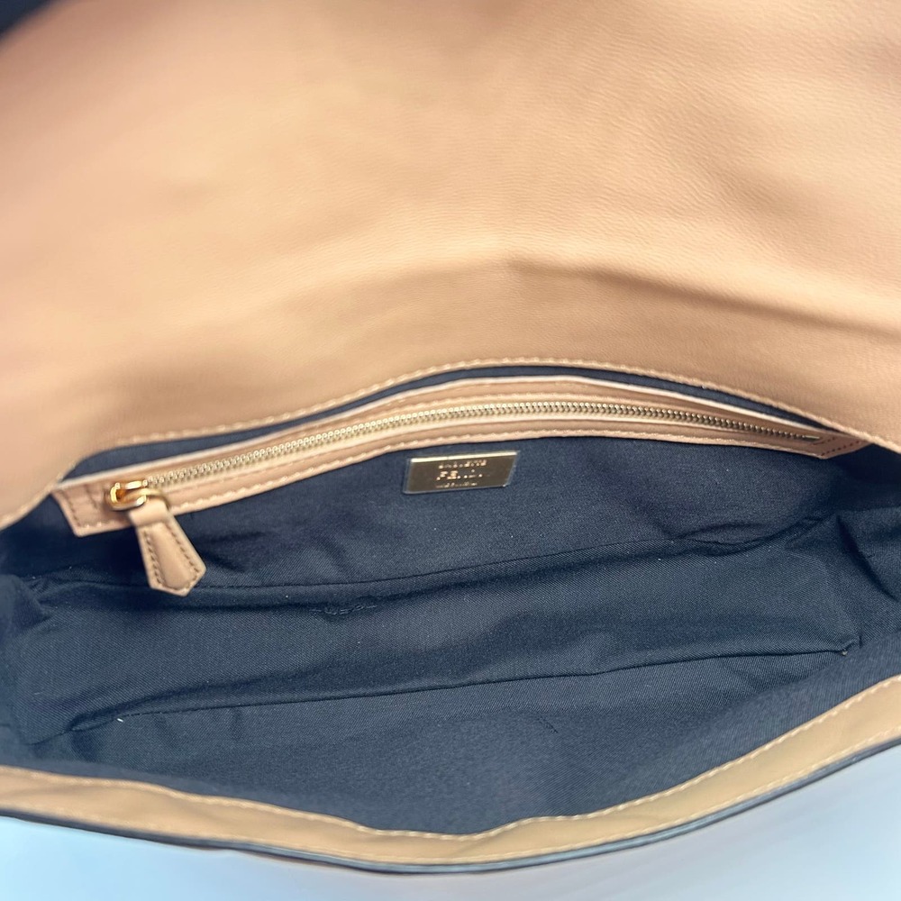 Fendi Nappa FF 1974 Embossed Baguette Bag Beige - Picture 10 of 15